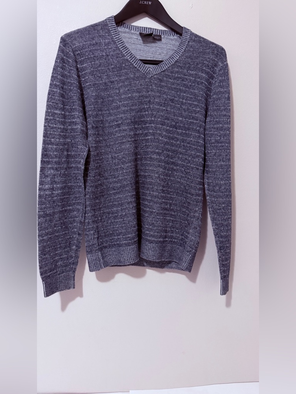 Armani Exchange Men's Cotton & Linen V-Neck Heathered Charcoal Sweater Size M